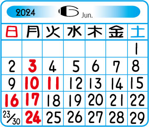 IZUMI２０２２年６月カレンダー