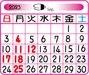 IZUMI２０２２年９月カレンダー